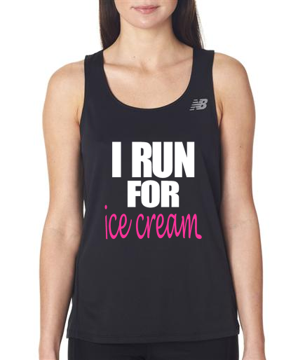 Running - I Run For Ice Cream - NB Ladies Black Singlet